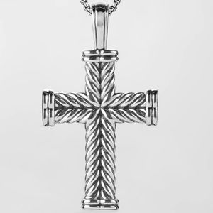 David Yurman 22” 2.7mm box chain with silver chevron cross and dust bag.